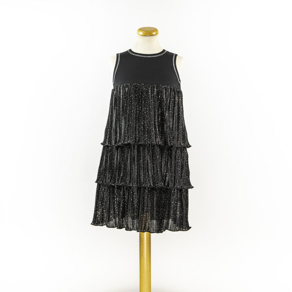 Lepršava plisirana mala crna haljina 188225C2,svečane haljine za djevojčice