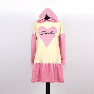 Haljina pamučna s kapuljačom u kombinaciji s plišom 1810120PY